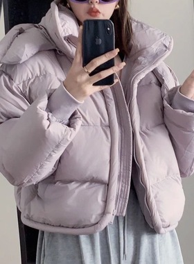 韩版可拆卸连帽短款棉服2025新款保暖时尚百搭面包服休闲厚外套潮