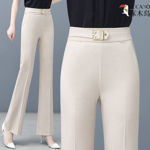 显瘦冰丝棉麻微喇裤女202