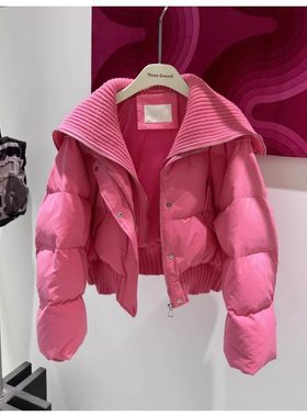 2025年新款棉服女短款高腰大翻领时尚高级感纯色百搭冬装保暖外套