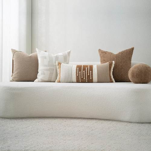 元熙壹品【侘寂风】米色沙发抱枕高级样板房民宿别墅轻奢靠枕腰枕