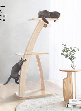 实木猫爬架猫架子limolimo椰子小型猫树不占地猫抓柱日系简约剑麻