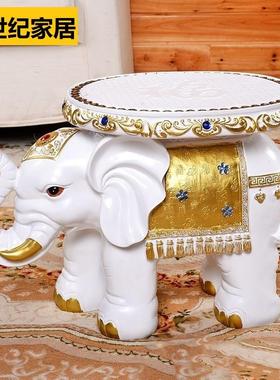 欧式小象仿实木白大象凳子风水红木色家居装饰客厅招财门口换鞋凳
