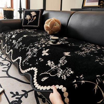 法式异形印花沙发垫子四季通用加厚轻奢高级感真皮防滑坐垫盖布巾