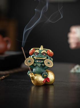 可爱治愈系文创石狮子一对家居桌面指定发财小摆件送同事朋友礼物