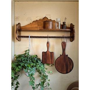 中古风实木置物架 饰层架置物架 vintage复古风墙面装