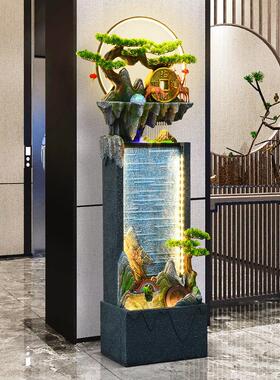 轻奢风格假山流水摆件循环水客厅装饰水幕墙水景财运风水轮乔迁开