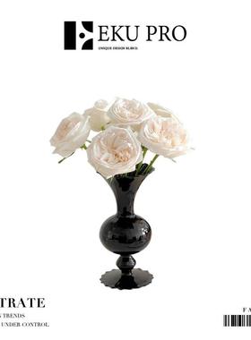 EKU PRO·黑硝·法式中古黑色花瓶客厅玻璃插花摆件 | Nitrate