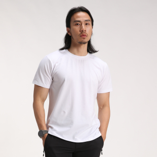 店长推荐coolmax圆领短袖T恤棉男款纯色健身速干夏季户外运动净版