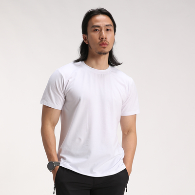 店长推荐coolmax圆领短袖T恤棉男款纯色健身速干夏季户外运动净版