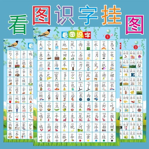 儿童启蒙早教看图识字挂图墙贴