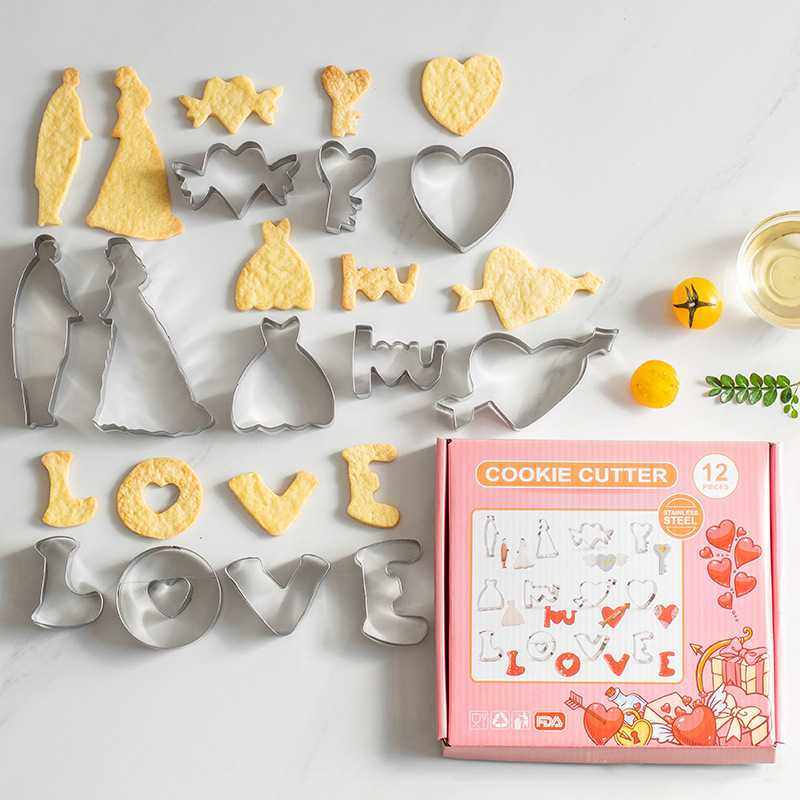 情人节主题饼干模具 LOVE情人化妆爱心形创意diy翻糖曲奇切饼干模