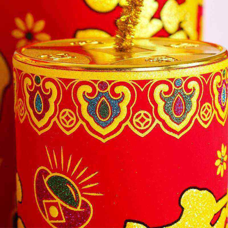 元旦小树花枝新年装饰品剪纸座炮鞭炮喜庆招财树年会坐炮炮仗树枝