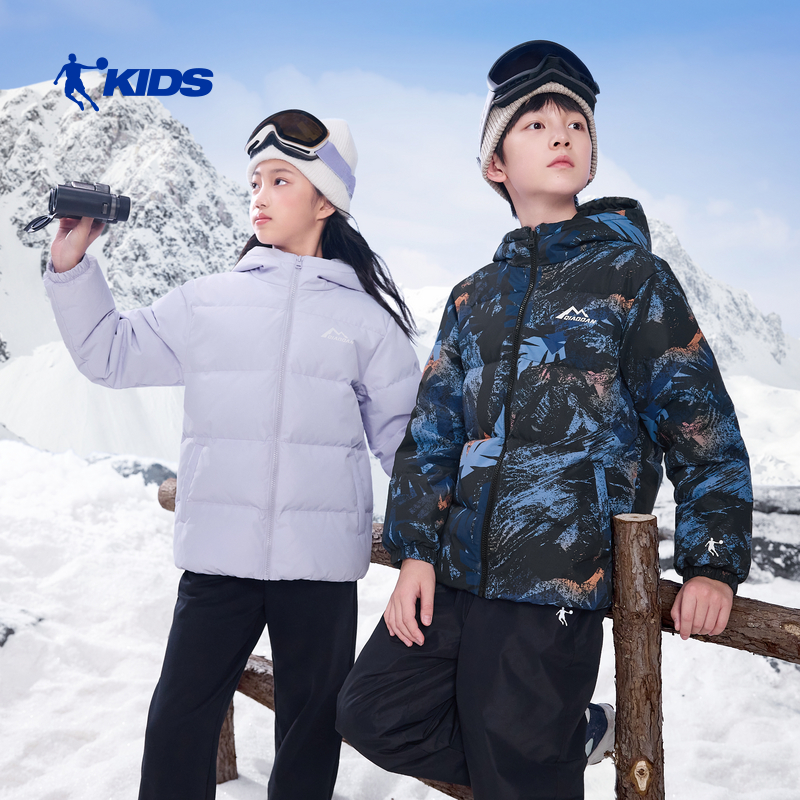 乔丹儿童羽绒服男女童轻薄保暖冬装2025新款中大童防寒面包服外套