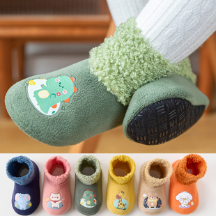 宝宝地板袜冬季 袜秋冬婴儿学步高筒袜套 儿童中筒加厚保暖防滑鞋