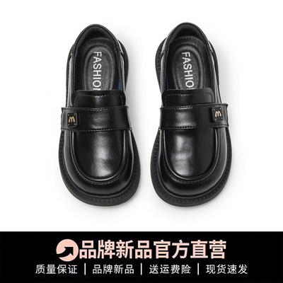 女童皮鞋春秋儿童乐福鞋真皮黑色