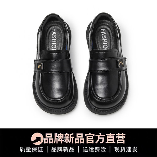 女童皮鞋儿童乐福鞋真皮黑色公主