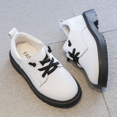 男童皮鞋学生真皮白色小男孩演出