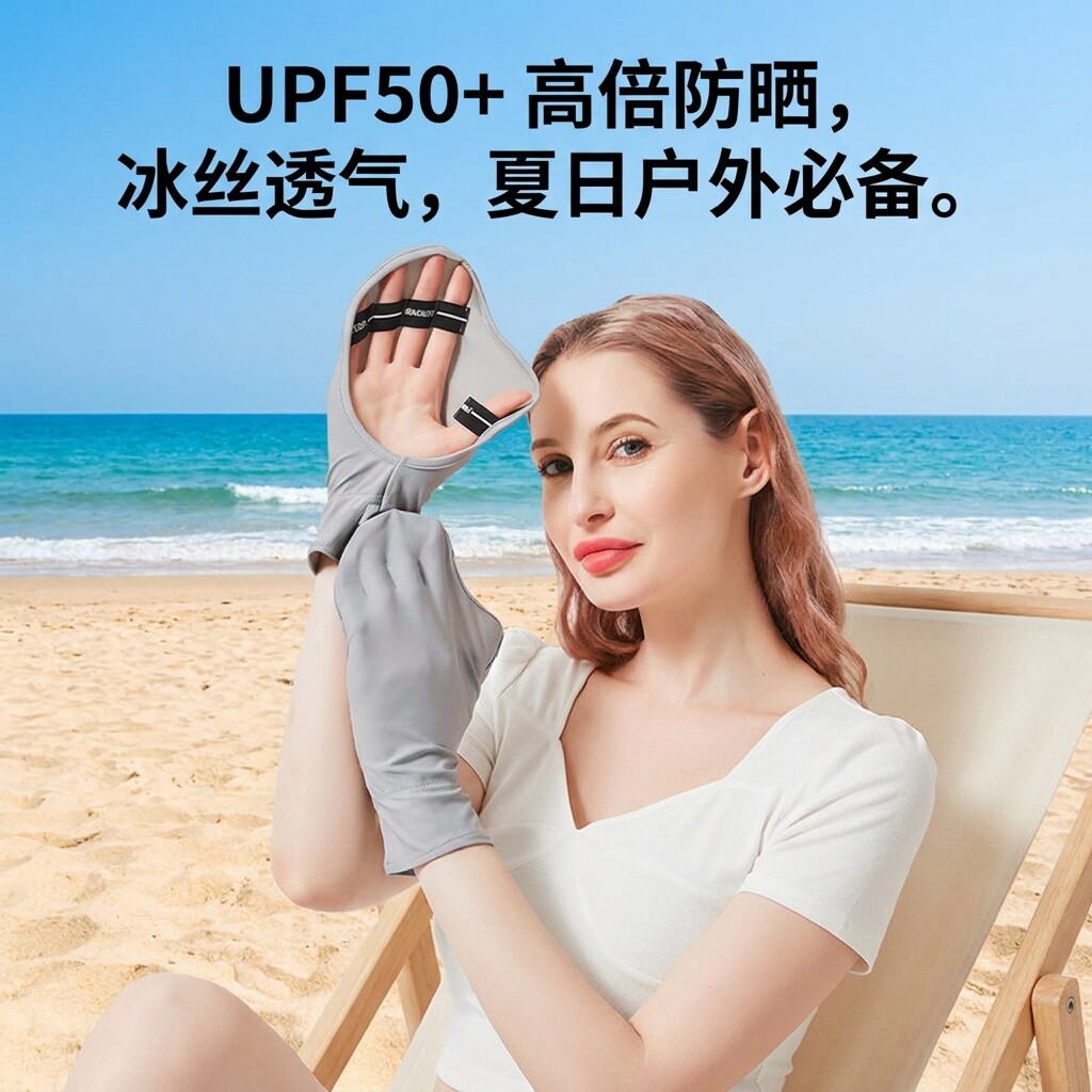 solosunny电动车防晒手套女士夏季开车防紫外线骑行袖套冰丝薄款