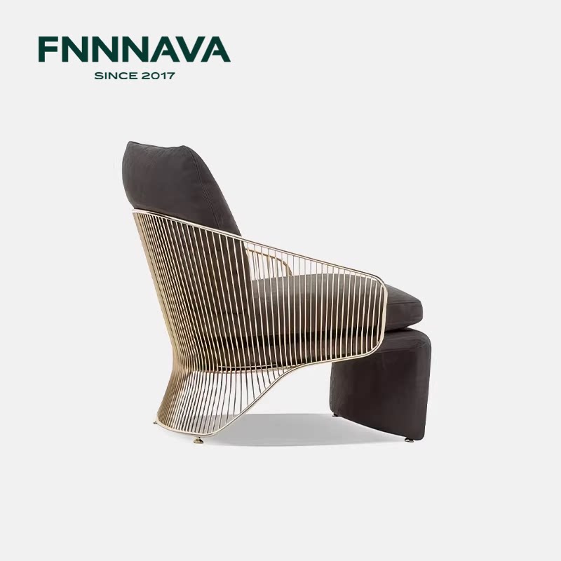 芬纳维亚传承 意式简约休闲沙发真皮现代单人椅(Colette科莱特）