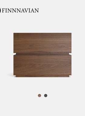 芬纳维亚传承 现代简约纯实木床边柜北美胡桃木床头柜(Lines线条)