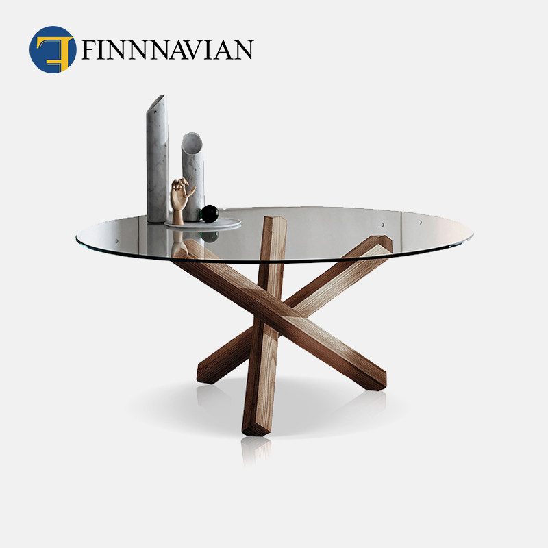 FINNNAVIAN Fenavia Italian circular Glass table AIKIDU Black walnut Art Dining Tablein the Residential furniture , Tables , 餐桌（新）, 玻璃餐桌 category - from Buy2taobao.com to provide professional Taobao agent buy service