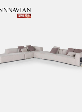 【至臻系列】芬纳维亚 Terrae泰瑞意式轻奢转角真皮沙发 高级别墅