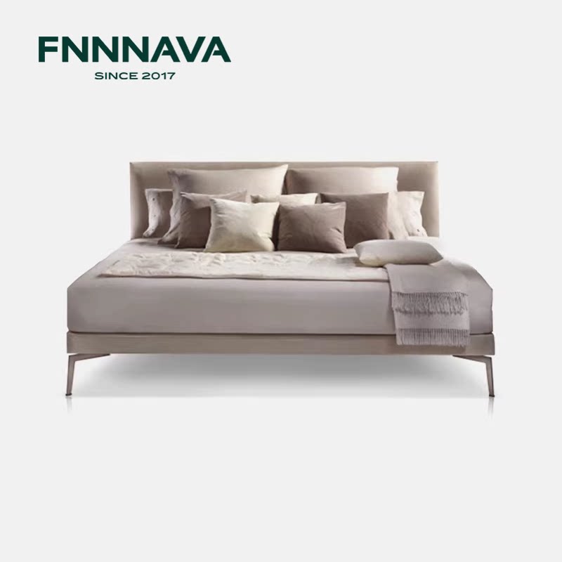芬纳维亚传承 现代简约进口头层真皮婚床 Feel心愉 无床边双人床