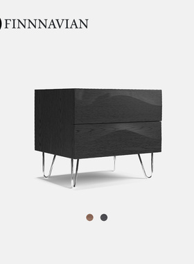 芬纳维亚传承 意式简约黑胡桃木床头柜边柜收纳柜(Ripple-3波纹）
