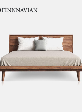 芬纳维亚传承 北美黑胡桃木床北欧极简全实木双人床(Asher亚瑟)