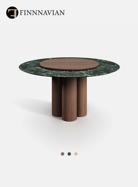 芬纳维亚 意式轻奢理石圆餐桌高端带转盘家用桌子(Scylla锡拉)