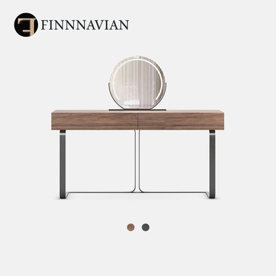 芬纳维亚 意式黑胡桃书桌卧室梳妆台含化妆镜（ Telluride特莱）