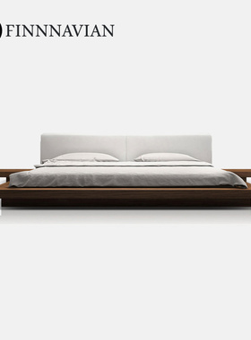 芬纳维亚传承 全实木日式榻榻米Worth皇后 主卧黑胡桃橡木双人床