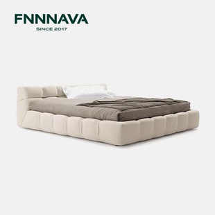 Tufty泡芙 真皮落地床榻榻米布双人婚床主卧 意式 芬纳维亚传承