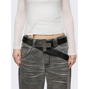 金属十字架前扣 粗犷 可调节皮带腰带 暗黑哥特风 Minga