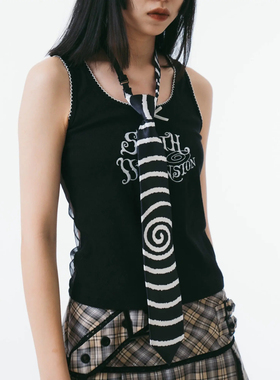 Sixthdimension 亚文化y2k旋涡黑白领带领tie