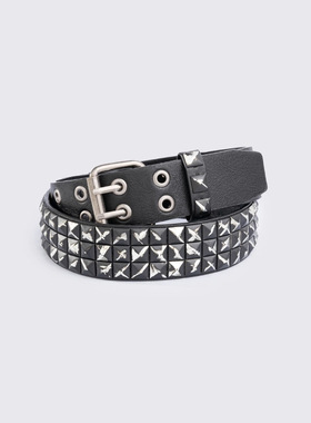 Minga 新品朋克哥特 方形铆钉设计 方形双扣可调节 皮带腰带