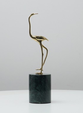 新中式黄铜仙鹤摆件客厅书房