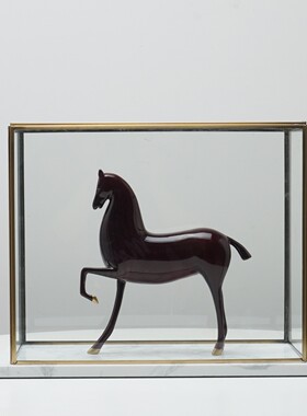 新中式玻璃小马摆件收纳展示架