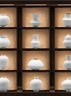 现代简约白色陶瓷花瓶摆件