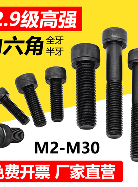 12.9级高强度内六角螺丝螺母大全杯头加长螺栓螺杆螺钉M3M4M5M6M8