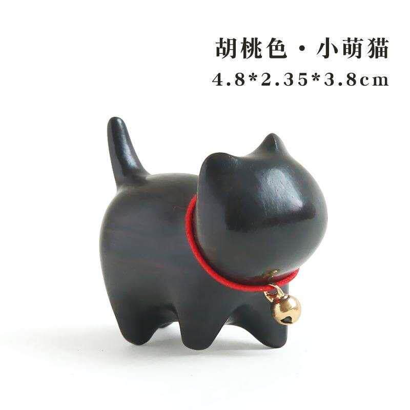 铃铛小黑猫桌面摆件可爱治愈萌系猫咪招财迷你小猫办公书桌小摆件