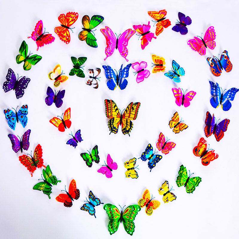 享新惠3d立体蝴蝶色彩鲜艳宿舍卧室装饰品冰箱衣柜墙贴都带有双面