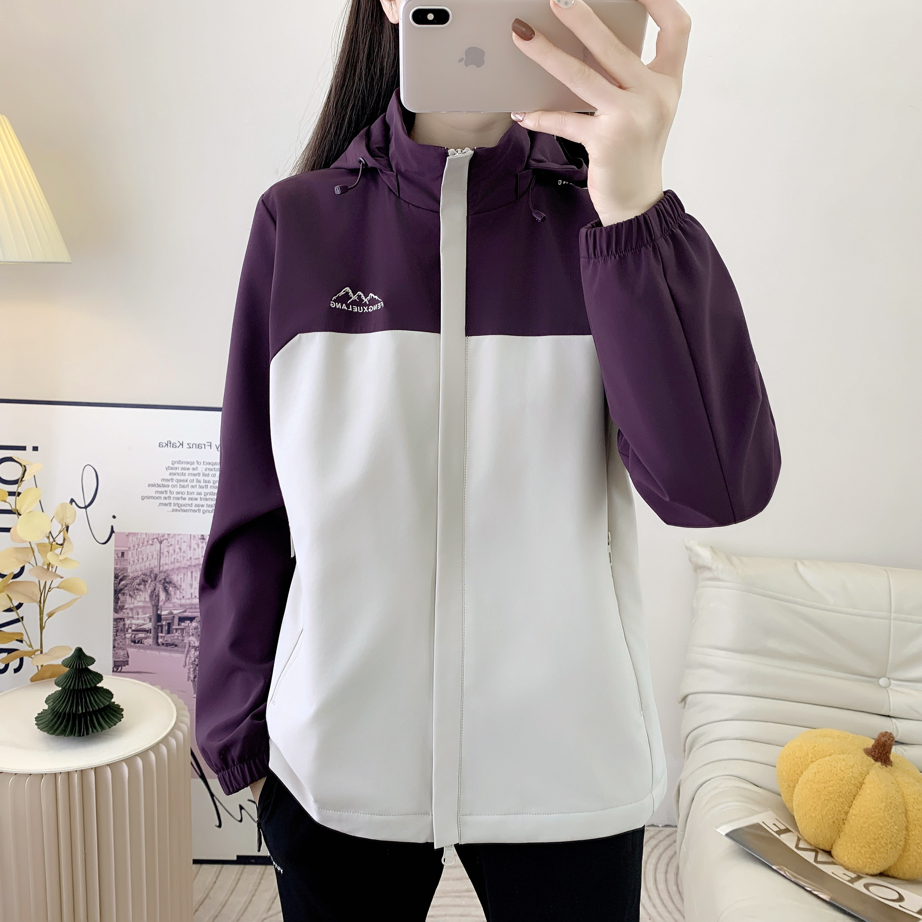 冲锋衣女款外套2026新款春秋风衣大码户外百搭防风防水登山裤套装