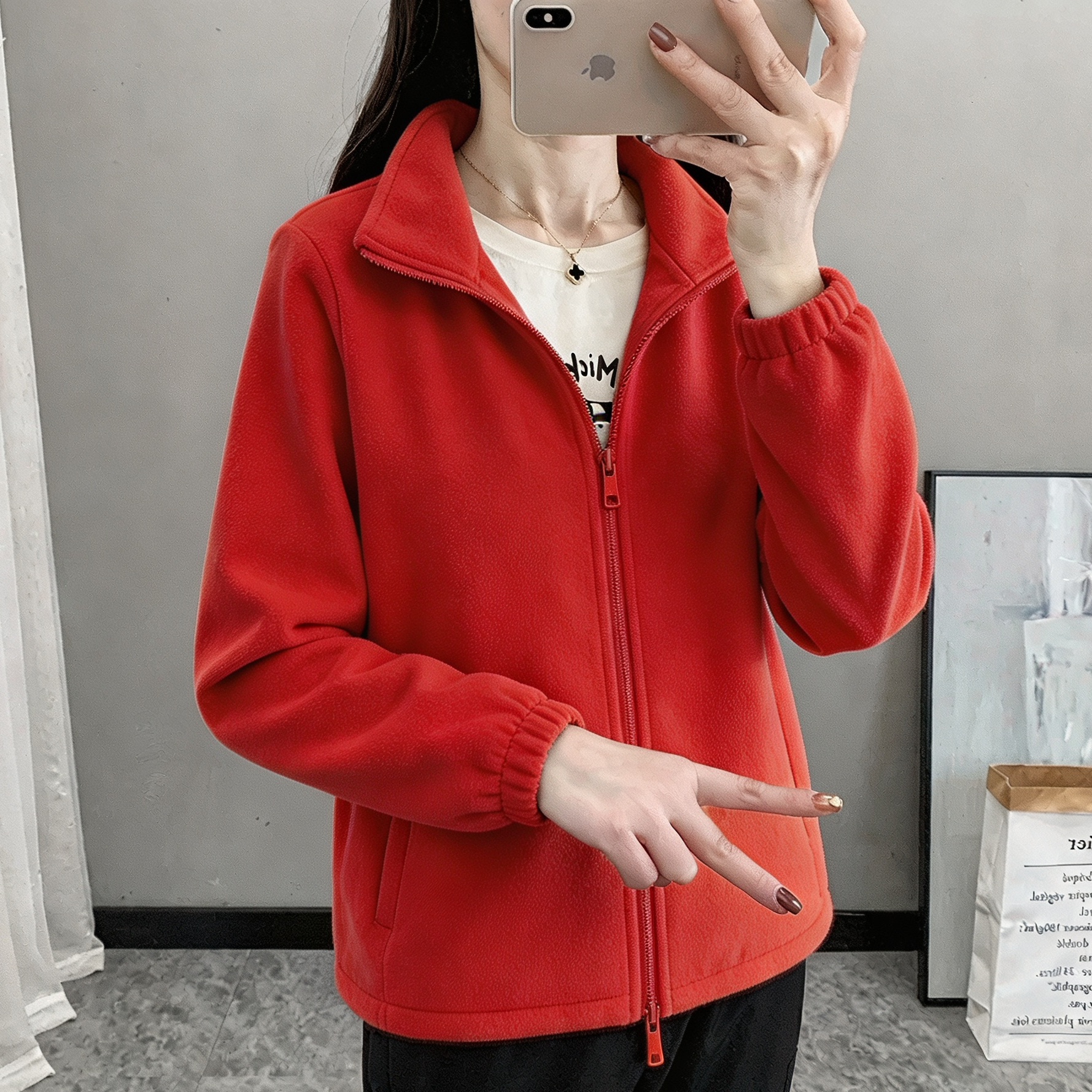 春秋女加厚保暖抓绒衣户外套装