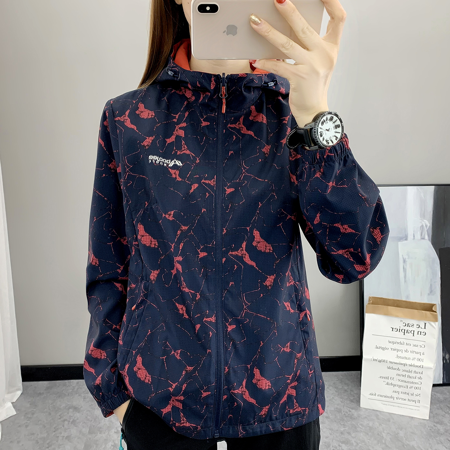 春秋双面穿冲锋外套女款运动户外防风防水跑步轻薄透气登山服衣服
