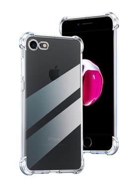 适用苹果8plus手机壳IPSE3透明硅胶iPhone X/XR全包防摔气囊新款SE2代7保护套苹果6/6s超薄简约XSMax软壳创意