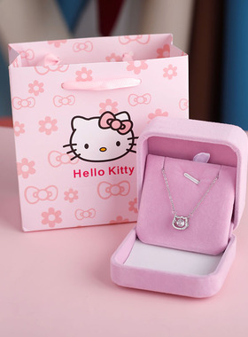 S925纯银可爱HelloKitty猫灵动项链女百搭小众设计感锁骨链礼物女