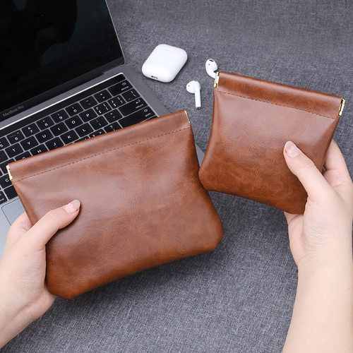 随身收纳便携式弹片暗纹钥匙手表化妆数据线收纳袋自动闭合收纳包