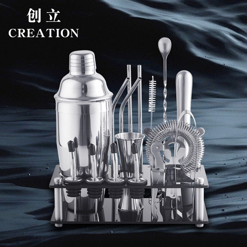 奶茶店工具手摇雪克杯不锈钢调酒器手打柠檬茶工具套装亚克力架子
