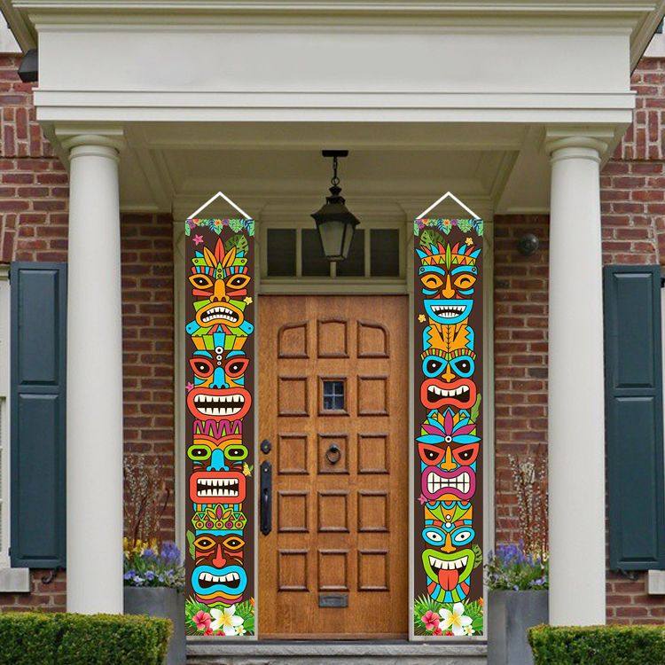 亚马逊新款夏威夷卢奥节横幅背景 夏日主题派对用品 假日悬挂装饰